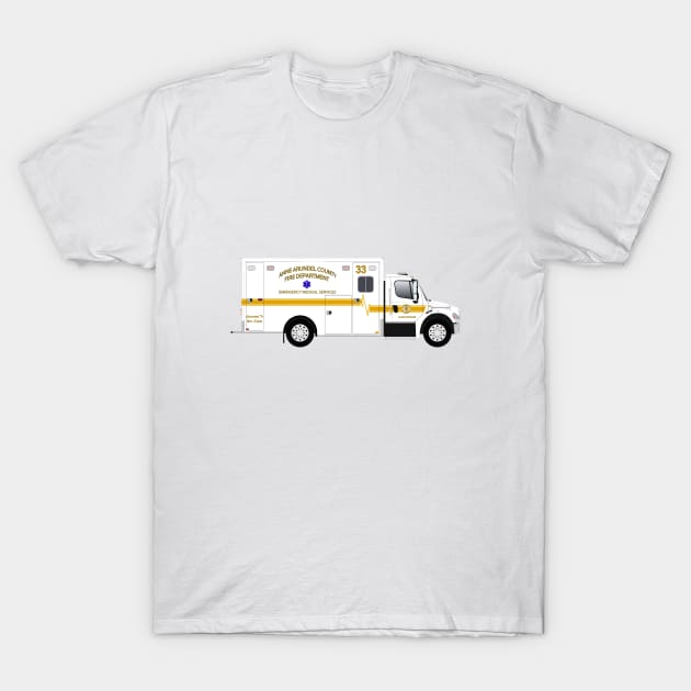 Anne Arundel County Rescue Ambulance T-Shirt by BassFishin